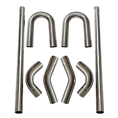 3  OD Stainless Steel Exhaust Pipe Mandrel Straight Bend Kit Universal Silver • $134.62