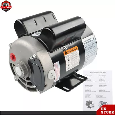 Electric Motor 3.7HP 3450RPM Compressor Duty 56 Frame 1 Phase 5/8  Shaft 230 NEW • $171.56