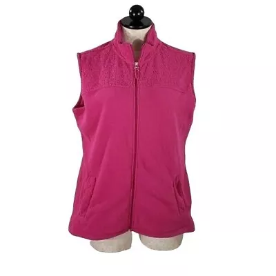 Made For Life Pink Fleece Activewear Large Zip Up Sleeveless Vest • $17.95
