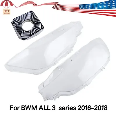 LED Headlight Headlamp Lens Cover + Glue Fit BMW F30 F31 2016 2017 2018 3 Series • $63.85