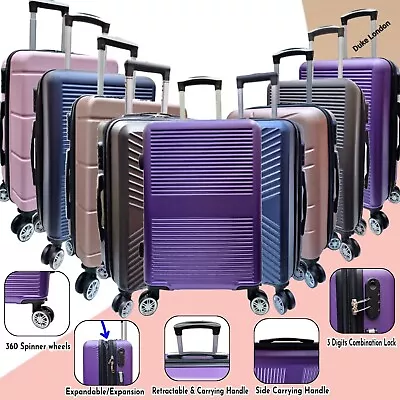 Expandable Suitcase Highest ABS Quality 4 Wheels Lightweight Hard Shell Luggage • £23.97