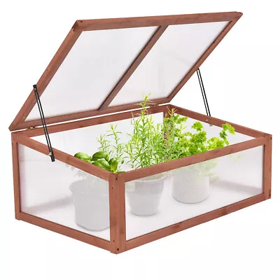 Wooden Transparent Greenhouse Cold Frame Raised Garden Flower Planter Growhouse • £41.95