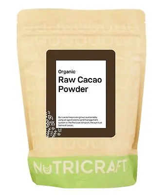 Organic Certified CACAO / COCOA Powder By NUTRICRAFT™ - Raw - Peruvian Criollo • £16.95