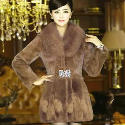 Womens Korean Fashion Thicken Faux Fur Collar Outwear Slim Fit Winter Parka Coat • $78.44