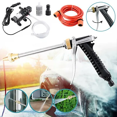 12V 72W High Pressure Car Washer Electric Washing Pump Jet Wash Cleaner Hose Kit • £18.99