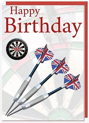 Darts Birthday Card With Badge Son Grandson Dad Mum Daughter Nephew Grandad Nan • £4.25