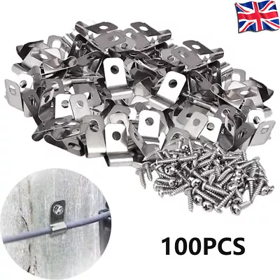 Wire Mesh Clip Stainless Steel Screw Fixing Hole Welded Wire Mesh Panel Fixings • £10.19