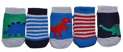 5 Pairs Of Babies Trainer Socks - Dinosaurs • £5.45