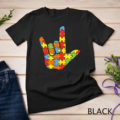ASL Love Sign Language Autism Gift Awareness Support T-Shirt Unisex T-shirt • $22.99