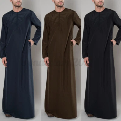 £15.95 • Buy Vintage Mens Long Sleeve Islamic Arab Formal Jubba Dress Tunic Shirt Zip Up Top