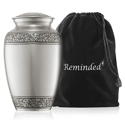 Adult Cremation Urn For Human Ashes - Silver With Velvet Bag • $60.99