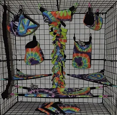 Love One Another Tie Dye *Sugar Glider Cage Set * Rat * Double Layer Fleece • $36.55
