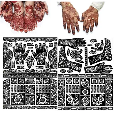 £3.99 • Buy India/Arabic Henna Tattoo Mehndi Stencils Hand Foot Body Art Stickers UK