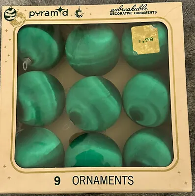 $24.95 • Buy Vintage Pyramid Unbreakable Christmas Ornaments Stunning Green