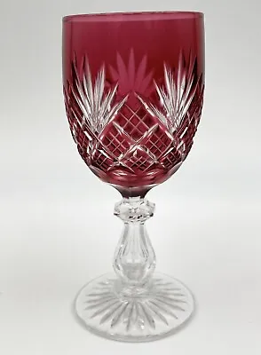$60 • Buy Antique Val Saint Lambert Cut Red To Clear Wine Stem Glass Louise Pattern