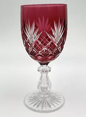 $60 • Buy Antique Val Saint Lambert Cut Red To Clear Wine Stem Glass Louise Pattern