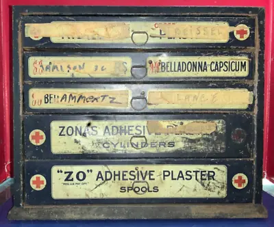 Vintage Johnson’s Belladonna Red Cross Kidney Plaster Metal Medical Chest-AS IS • $160