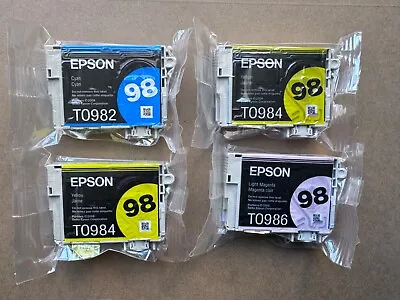 NEW Epson 98 T0982 Cyan Ink T0984 Yellow Ink T0986 Light Magenta Ink Unopened • $24.99