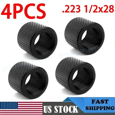 4PACK Black Steel 1/2x28 1/2-28 TPI Muzzle Brake Thread Protector For 9mm .223 • $7.99