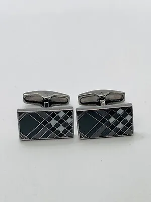 Mens Designer Burberry Cufflinks Geometric Enamel Design High Quality • $119.90