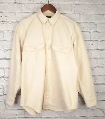 $48 • Buy Vintage Woolrich Chamois Long Sleeve Button Shirt Mens Large Cream Cotton USA