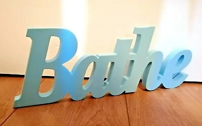 £9.99 • Buy 3D Bathe Word Art Sign Freestanding Bathroom Ornament Letter Bath Blue