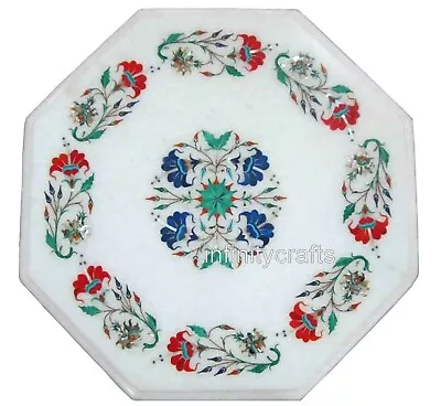 Inlaid With Beautiful Pattern Coffee Table Top White Marble Hallway Corner Table • $276.25