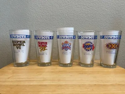 Set Of 5 Miller Lite - Dallas Cowboys Commemorative Super Bowl Pint Glasses NEW! • $34.99