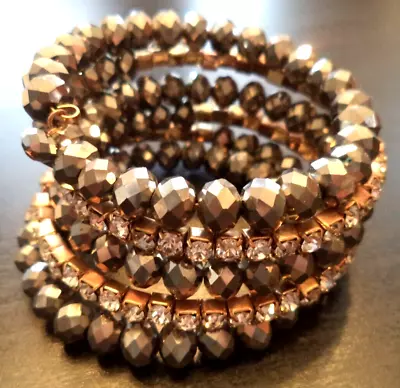 Stunning Vintage Estate Rhinestone Glass Beaded 6.5  Wrap Bracelet!!! 1567m • $0.99