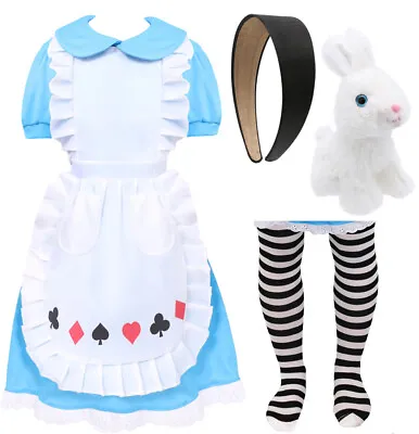 Girls Alice In Wonderland Costume Dress Kids Childs World Book Day Fancy Dress • £17.99