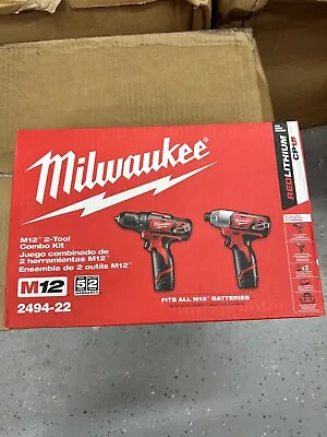 Milwaukee 2494-22 M12 12V Cordless Drill Driver/Impact Driver 2-Tool Combo Kit • $149.99