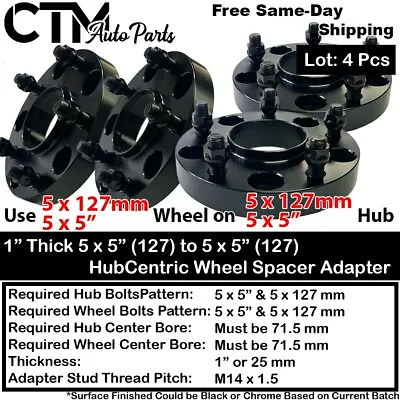 4x 1  Thick 5x5 | 5x127 Hubcentric Wheel Spacer Wrangler Gladiator Grand Cheroke • $96.59