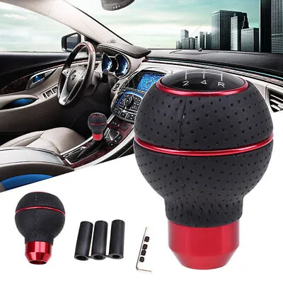 $14.98 • Buy Black&Red 5 Speed Universal Leather Manual MT Ball Gear Shift Knob Shifter Lever