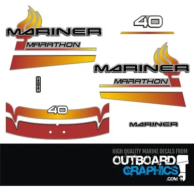 Mariner 40hp Marathon Outboard Engine Decals/sticker Kit • $50.95