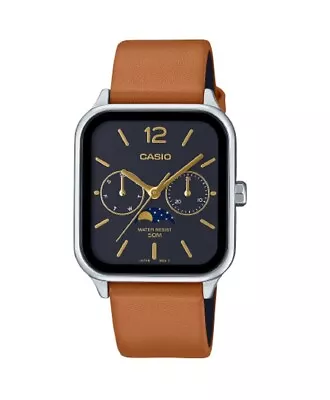 Casio MTP-M305L-1A Moon Phase Quartz Brown Leather Band Men's Watch MTPM305L1A • $78.99