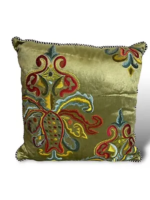 MacKenzie Childs Velvet Embroidered Balmoral Pillow Retired NWT • $85