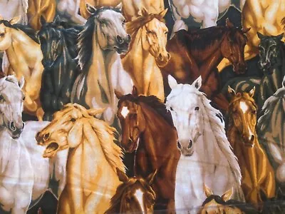 Cotton Fabric 13” NEW Horses Novelty Quilting Sewing I Spy Brown Cream Ponies • $5