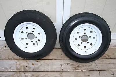 Trailer Tires And Rims 530-12 5.30-12 530X12 Load C 5 Lug White Modular Wheels • $99.99