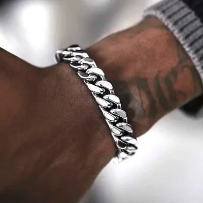 Men's Carved Pattern Chain Link Dragon Stainless Steel Bracelet Wondrous Gift • $10.92