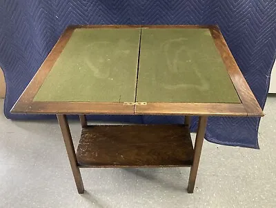 Antique OAK Converting Card Game/Lamp Side Table - Swivel Folding Top With Felt  • $595