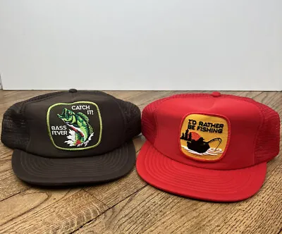 Vintage Trucker Bass Fever Fishing Snapback Embroidered Caps Hats Mesh • $44.99