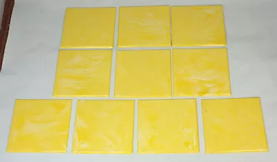 10 NOS Vintage Yellow Marbled 4-1/4  Square Plastic Wall Tiles • $9.99
