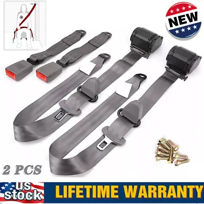 2PCS Retractable 3 Point Safety Seat Belt Straps Car Vehicle Adjustable Belt Kit • $46.99