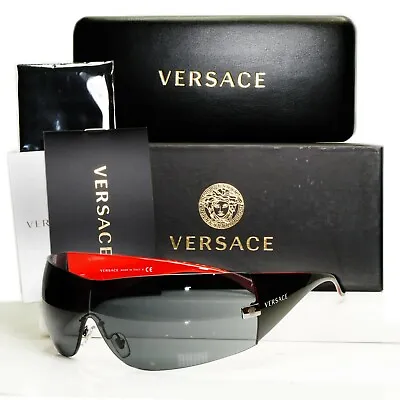 Authentic Versace Sunglasses Black Shield Mens Womens Visor Ski 2054 1001/87 • $156.07