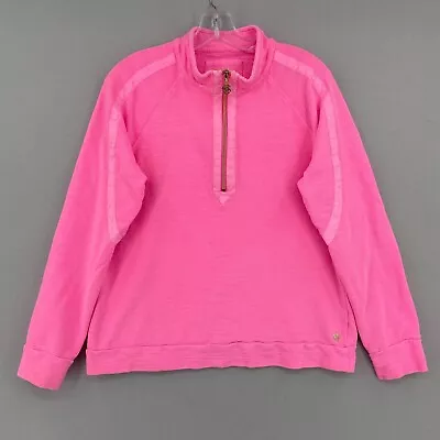 Lilly Pulitzer Luxletic Ashlee Half-Zip Pullover Womens Large Pink Slub Terry * • $39.99