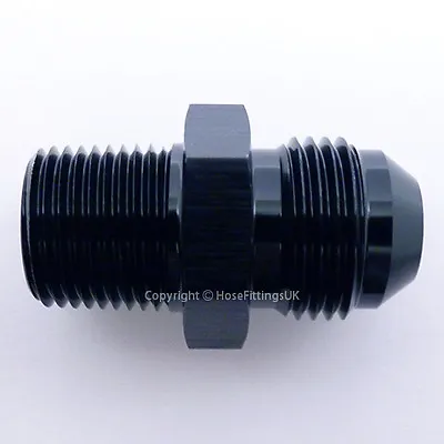 AN -6 AN6 BLACK JIC Flare To 1/4 NPT STRAIGHT MALE Hose Fitting Adapter • £4.99