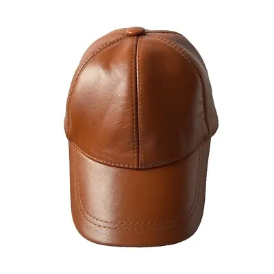 100% Genuine Real Lambskin Leather Baseball Cap Hat Solid • $24.99