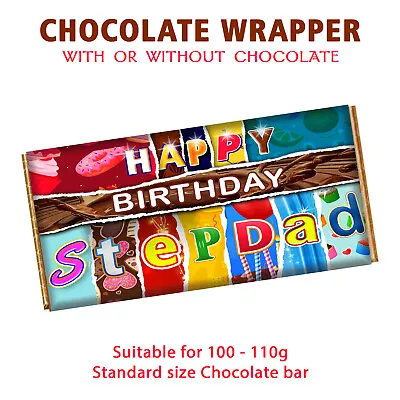 Happy Birthday Stepdad Chocolate Bar Wrapper Novelty Gift Present For Dad Daddy • £1.99