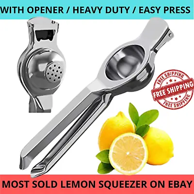 Lemon Lime Squeezer Juicer. Stainless Steel With Bottle Opener Manual Hand Press • £6.49