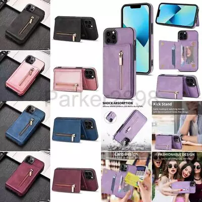 For IPhone 15 14 13 12 11 Pro Max XS 8 Luxury Leather Flip Coins Card Slot Case • $21.99